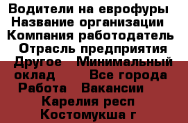 Водители на еврофуры › Название организации ­ Компания-работодатель › Отрасль предприятия ­ Другое › Минимальный оклад ­ 1 - Все города Работа » Вакансии   . Карелия респ.,Костомукша г.